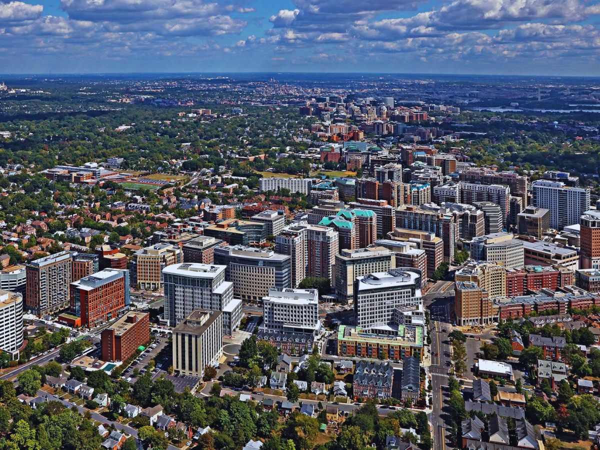 Ballston skyline in Northern Virginia, supporting reliable AC maintenance and cooling services.