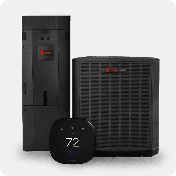 Trane heat pump system with air handler and smart thermostat