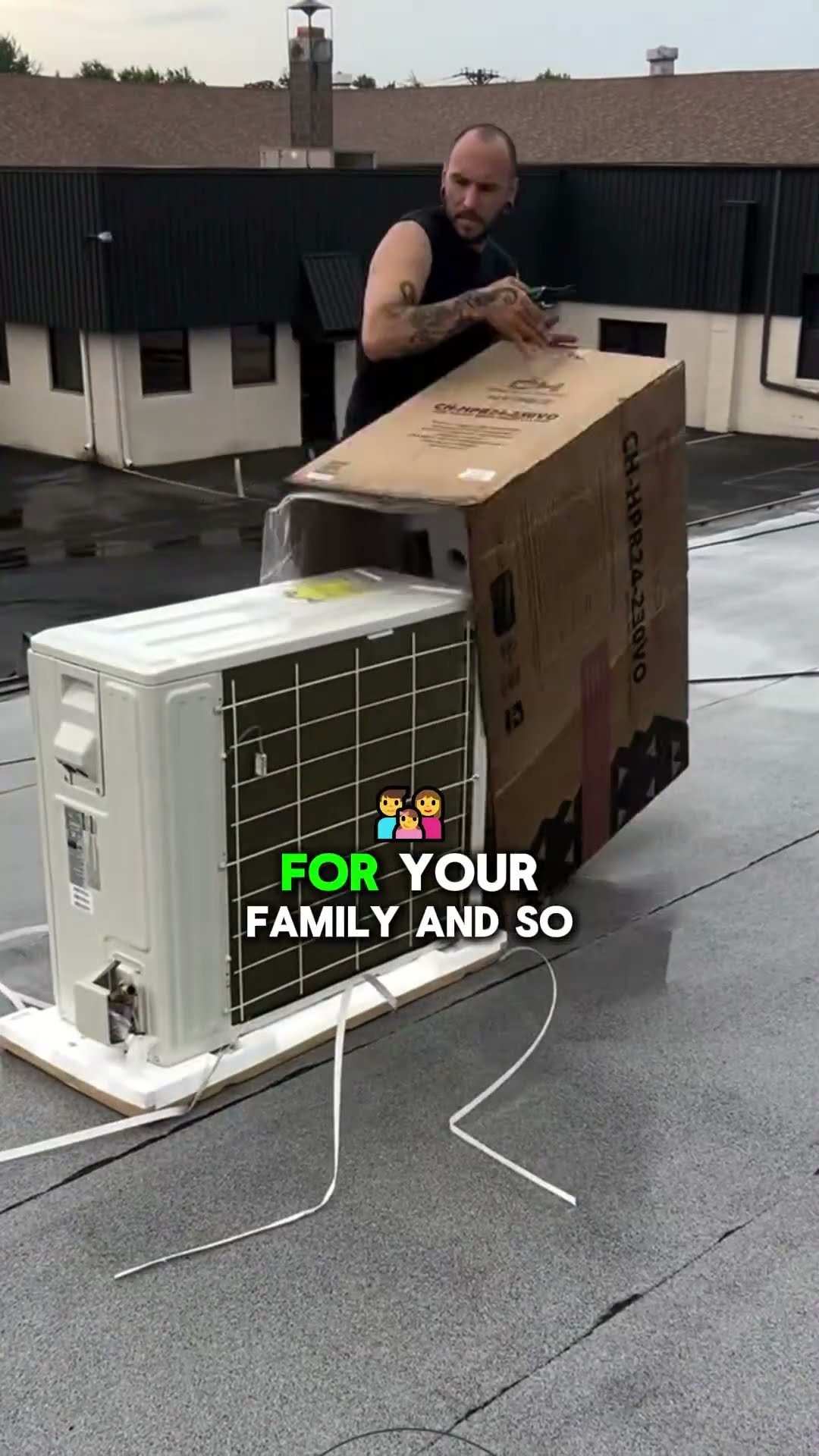 A man in a black SwiftPro polo sits on the rear step of a ladder-topped SwiftPro van and explains how to choose an air conditioner ('the Mercedes-Benz option', 'each home has unique features').