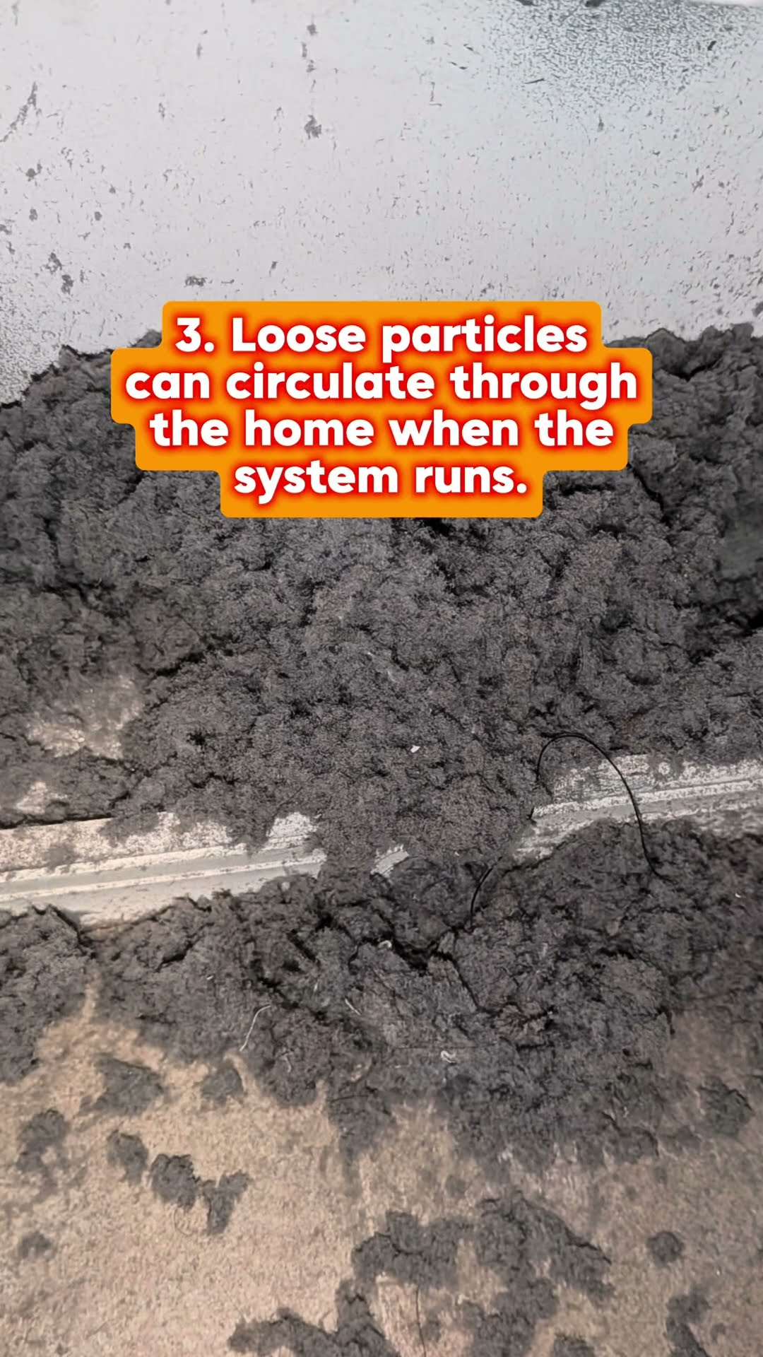 Dryer vent lint piled under an outside vent hood and pulled from the line, between two shots of a tech cleaning air ducts.